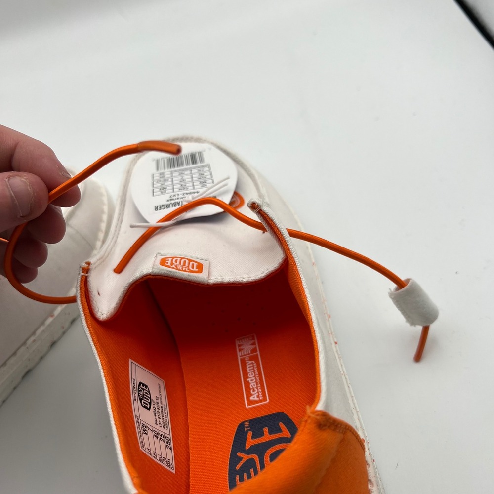 Hey Dude Wendy Whataburger Shoes Womens 9 White Orange Canvas‎ Slip On Loafers - Picture 3 of 11